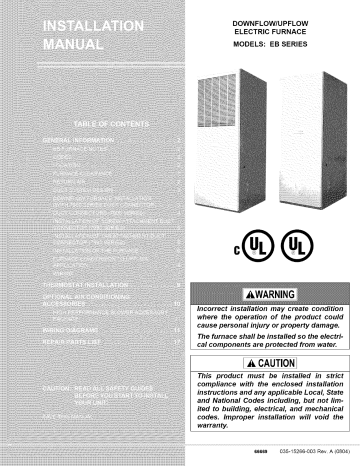 Coleman Evcon EB15B Furnace installation Guide | Manualzz