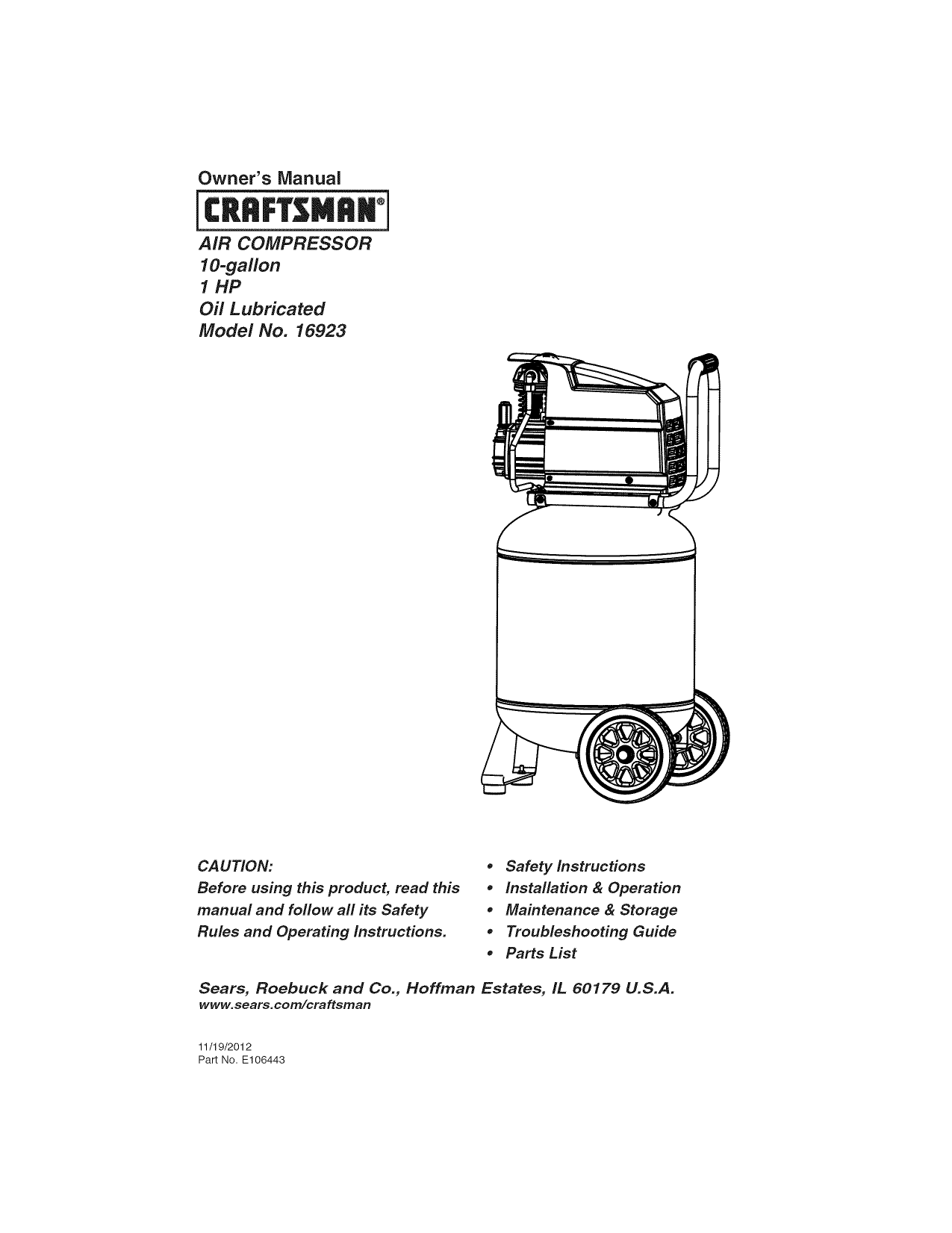 craftsman evolv air compressor manual