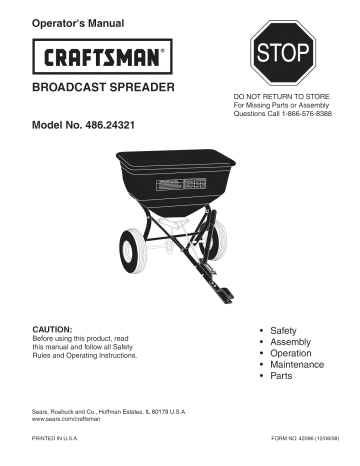 Craftsman 48624321 Spreader Owner's Manual | Manualzz