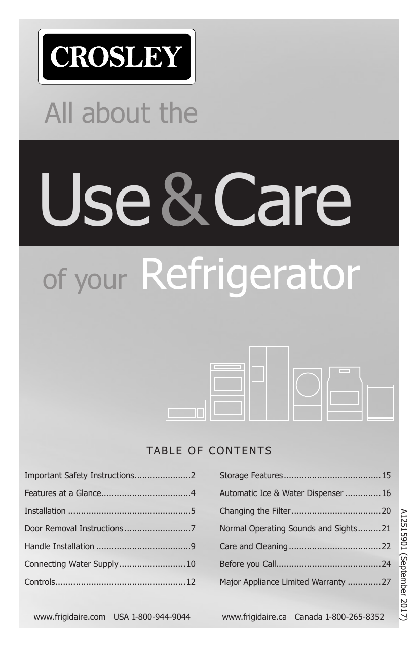 Crosley CRSE233TS0 Refrigerator Owner's Manual Manualzz