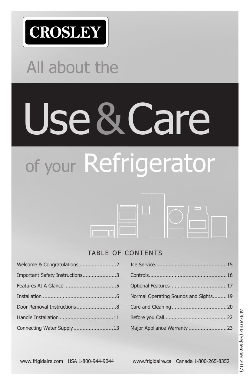 Crosley Crte182tb3 Crte151tw0 Crte206tw1 Crte182tw3 Crte206ts1 Crte182ts0 Crte182ts1 Crte182tb2 Crte182td3 Crte182tb1 Owner S Manual Manualzz