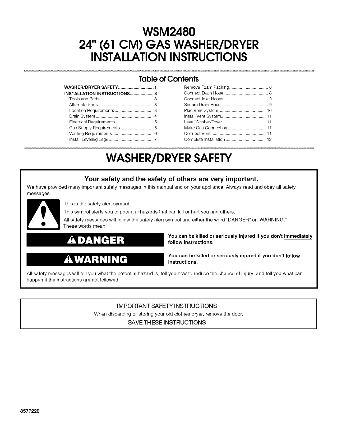 GE WSM2480D3WW Washer/Dryer installation Guide Manualzz