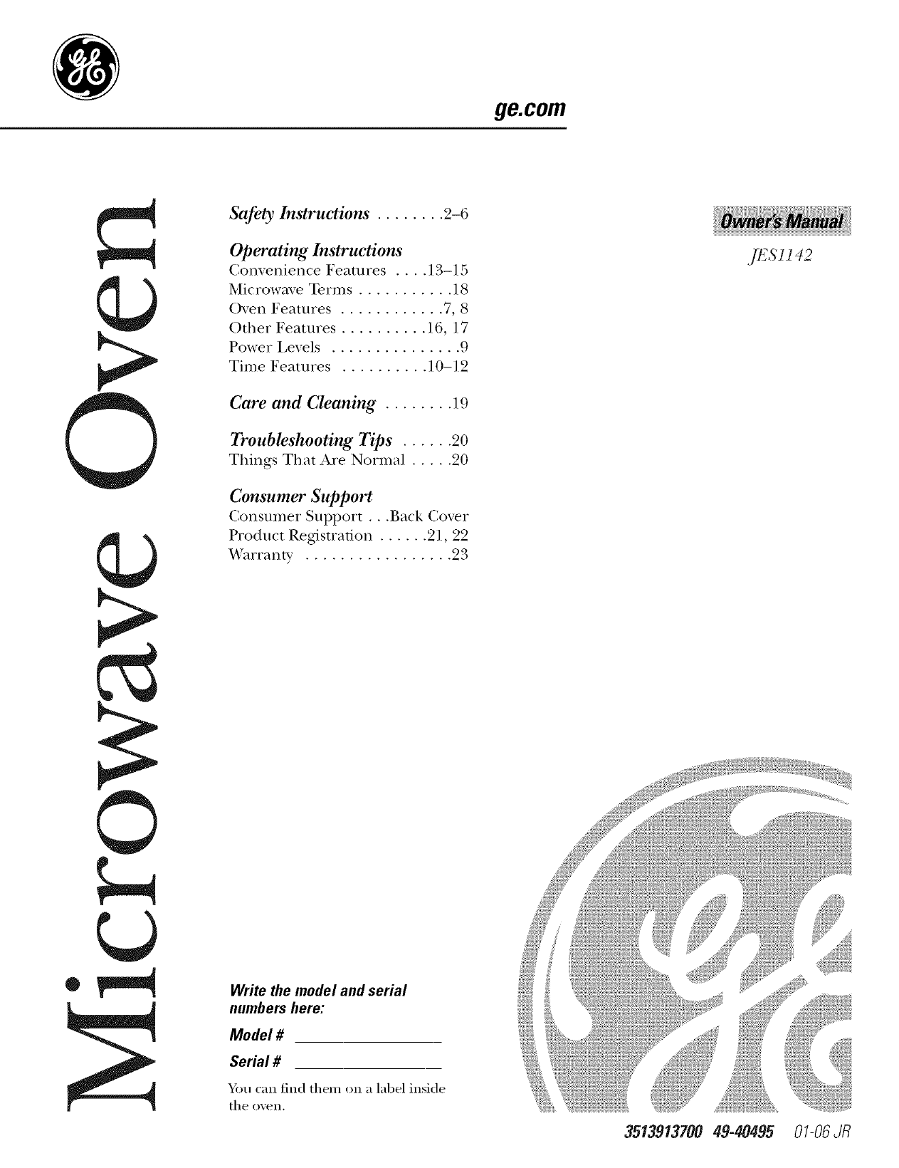 Ge Peb2060sm2ss Microwave Owner's Manual