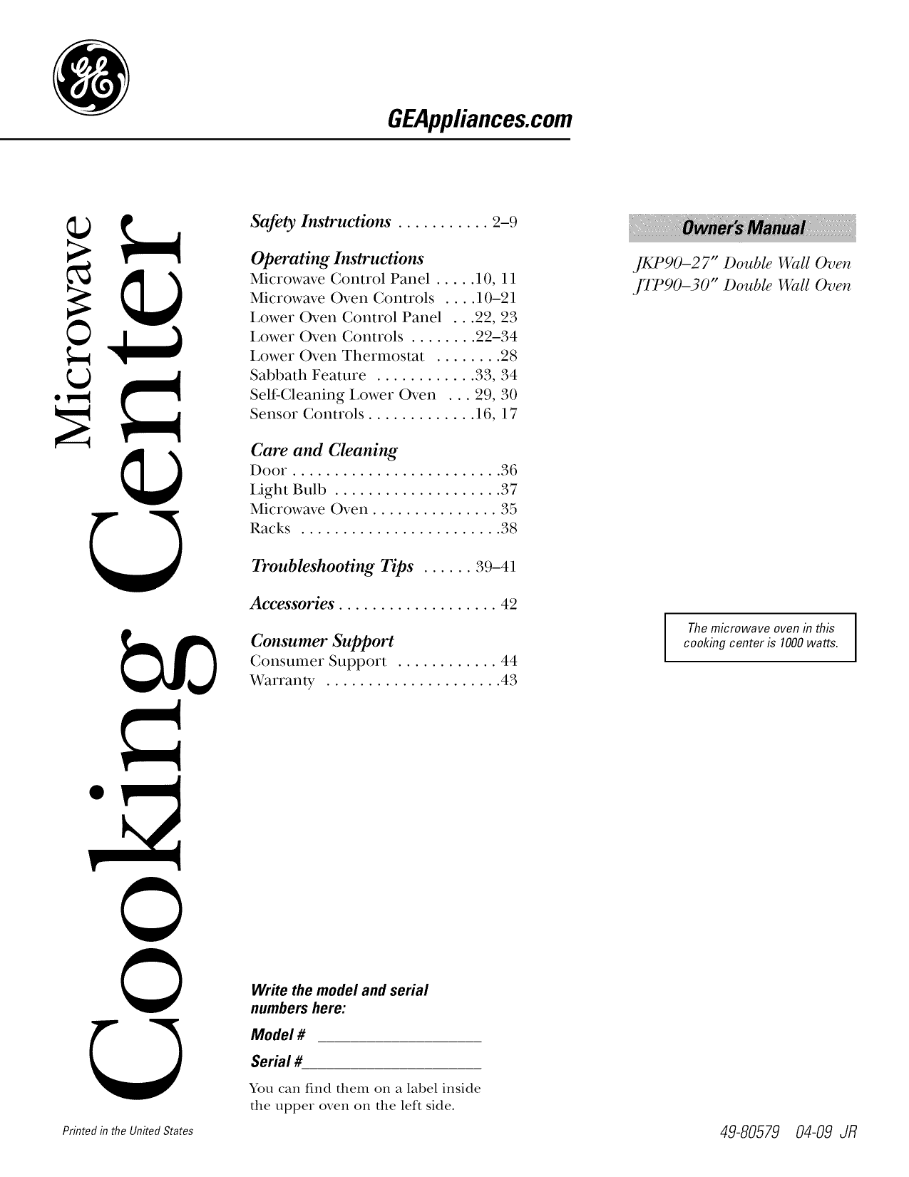 GE JKP90DP2WW Wall Oven with Microwave Owner's Manual Manualzz