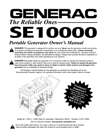 Generac 1339-0 Generator Owner's Manual | Manualzz
