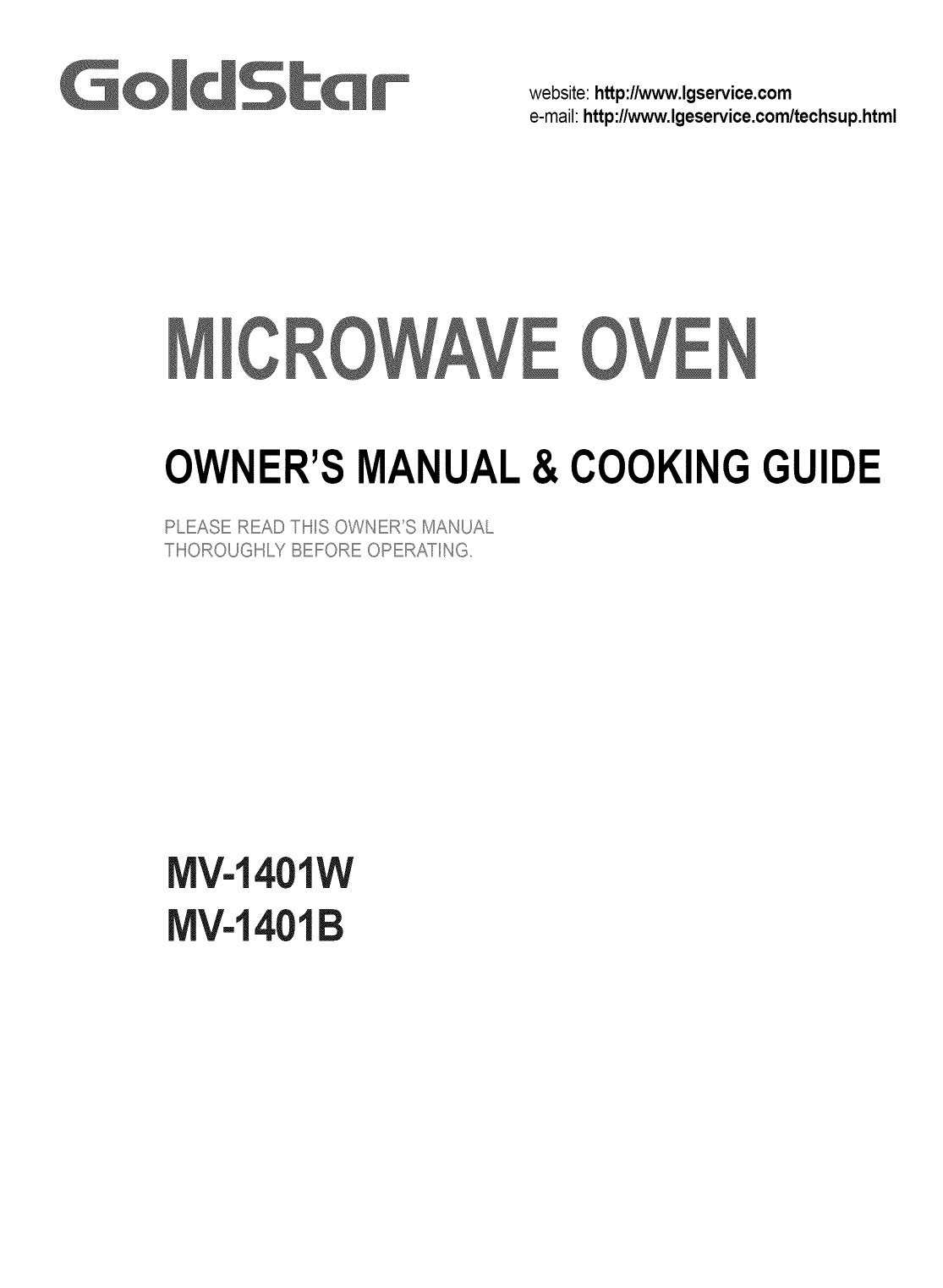 Goldstar MV1401B Microwave Owner's Manual Manualzz