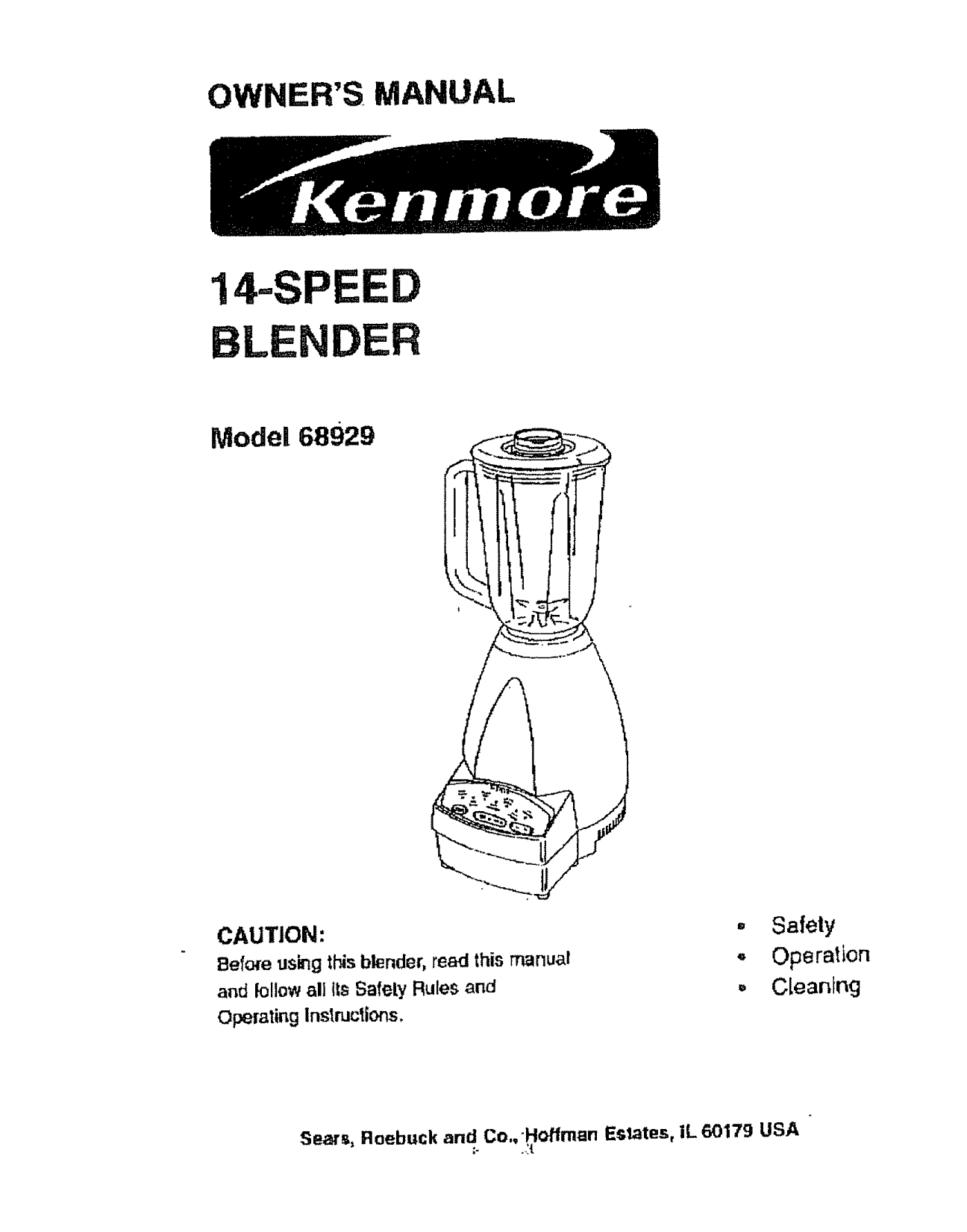Kenmore 23868929 Blender Owner's Manual Manualzz