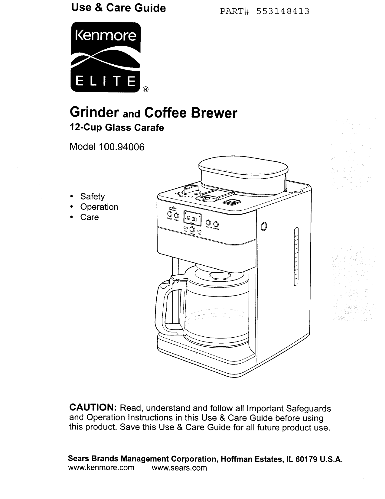 Kenmore Elite 10094006 Coffee Maker 