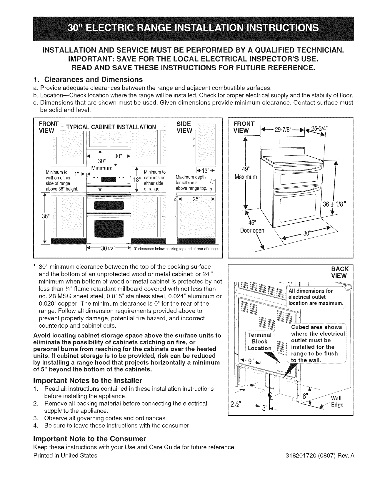 Kenmore Elite 79098039800 Electric Range installation Guide | Manualzz