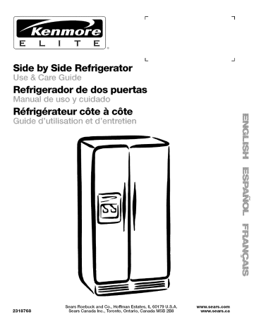 Kenmore Elite 10657459702 Side-By-Side Refrigerator Owner's Manual