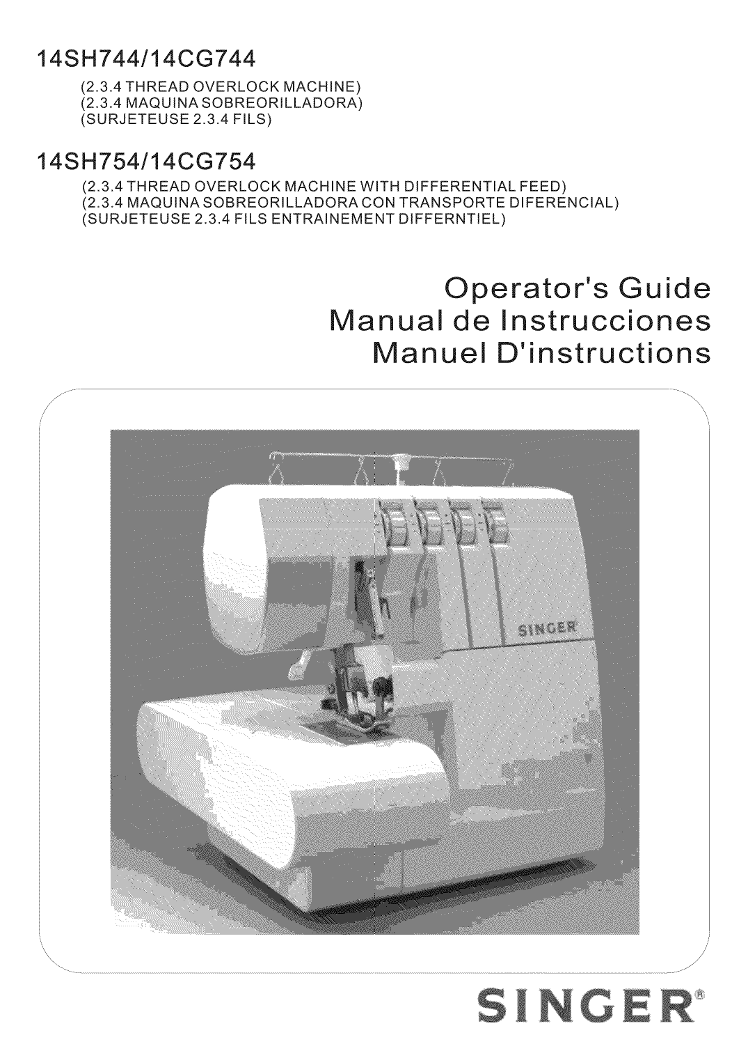 Singer 14SH754 Overlock Sewing Machine Owner's Manual | Manualzz