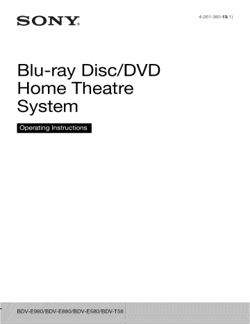 Sony BDV-E580 DVD Home Theater System Owner's Manual | Manualzz