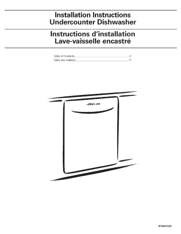 Whirlpool GU3200XTVY1 Undercounter Dishwasher installation Guide | Manualzz