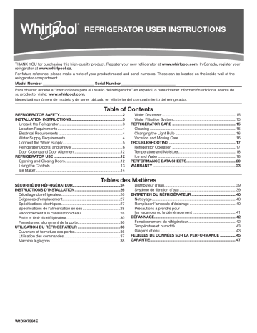 Whirlpool Wrb322dmbm00 Wrb119wfbb00 Owner S Manual Manualzz