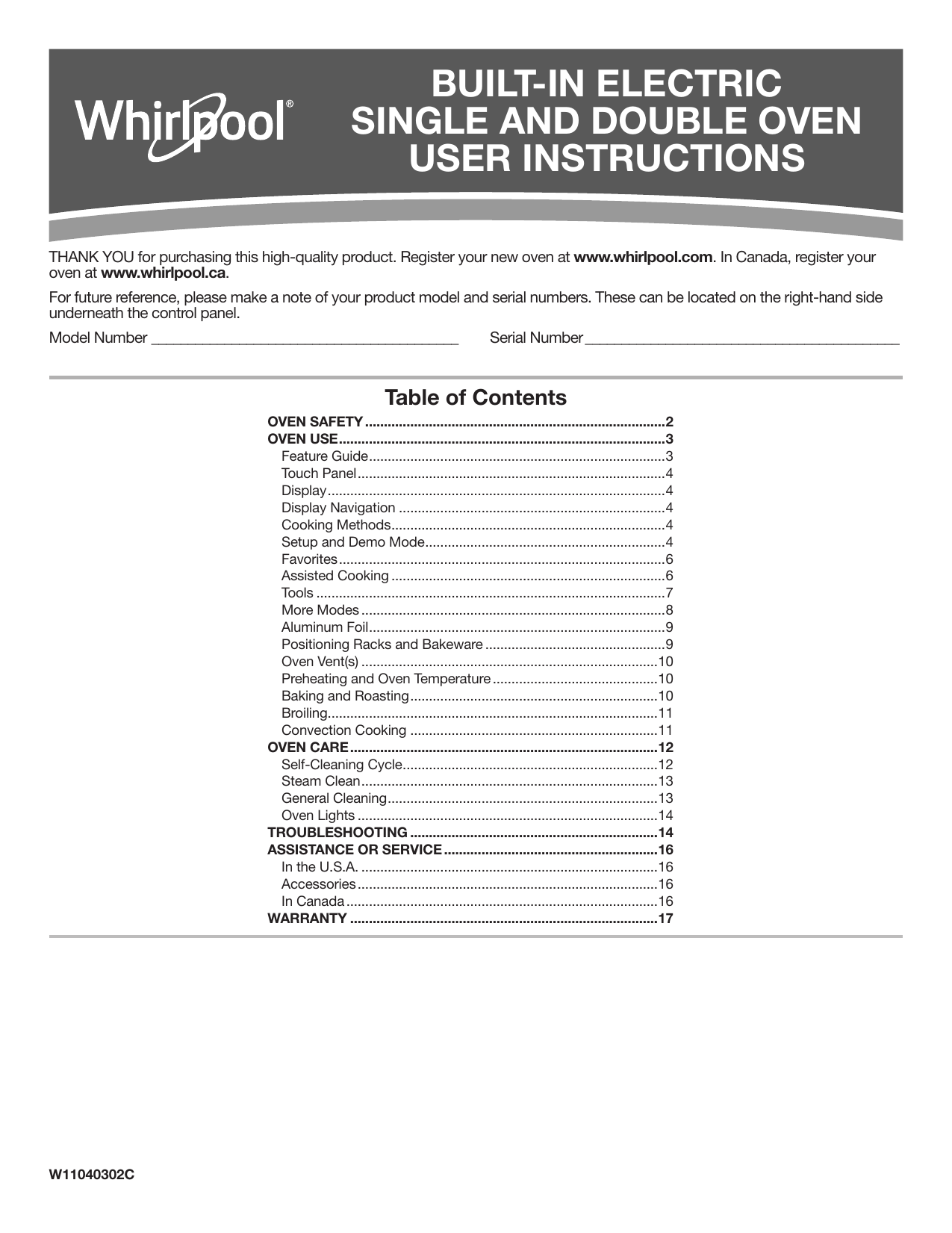 Whirlpool WOS51EC0HB00 Electric Oven Owner's Manual Manualzz