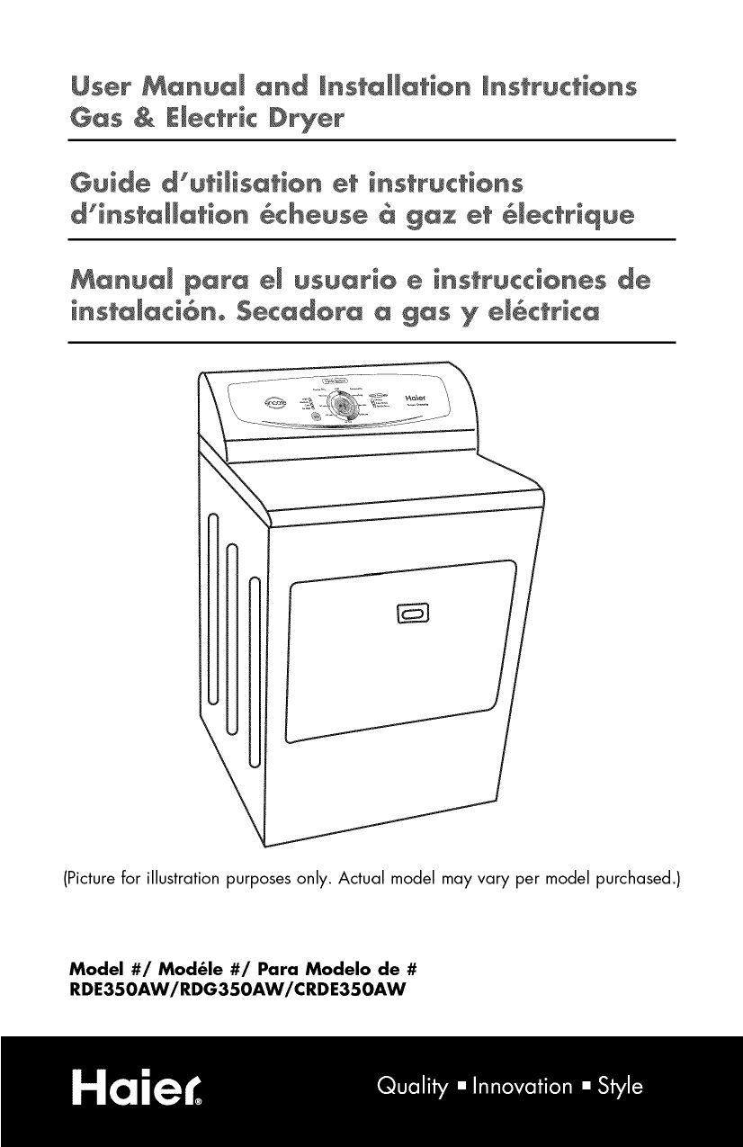 Haier Rde350aw Owner S Manual Manualzz