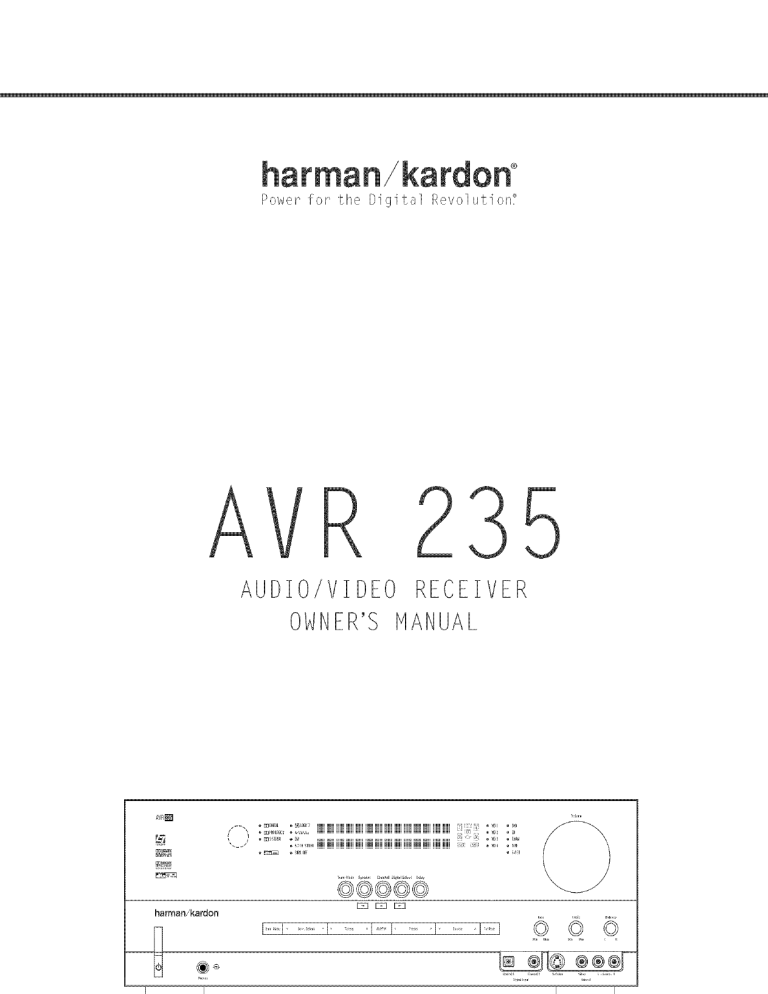 Harman Kardon AVR235 Owner's manual | Manualzz