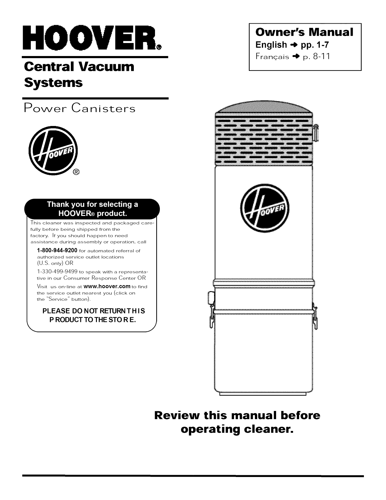 Hoover S5640 Vacuum Owner's Manual 