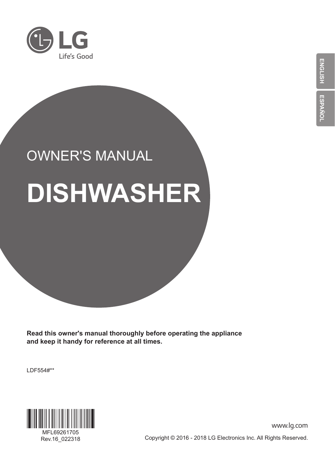 LG LDF5545WW/00 Dishwasher Owner's Manual Manualzz