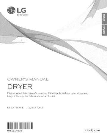 LG DLEX7700VE Dryer Owner's Manual | Manualzz