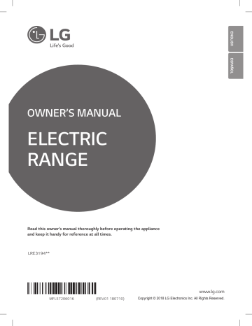 LG LRE3194ST/00 Free Standing Electric Range Owner's Manual | Manualzz