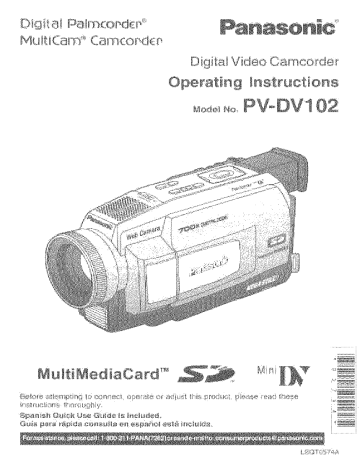 Panasonic PV-DV102 Camcorder Owner's Manual | Manualzz