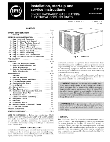 Payne PY1PJB048090AAAA Central Package installation Guide | Manualzz