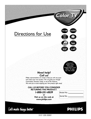 Philips 30PW850H Color Television Owner's Manual | Manualzz