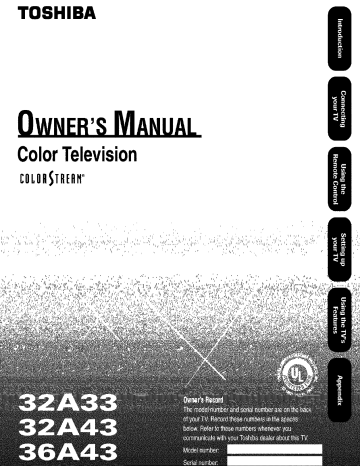 Toshiba 32A43 Color Television Owner's Manual | Manualzz
