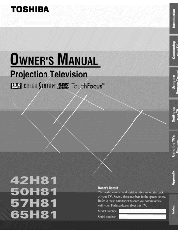 Toshiba 50H81 Color Television Owner's Manual | Manualzz