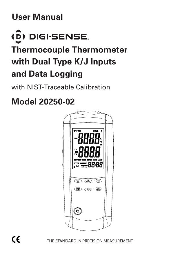 Traceable WD-20250-02 Type-K/J Dual-Input Thermocouple Thermometer