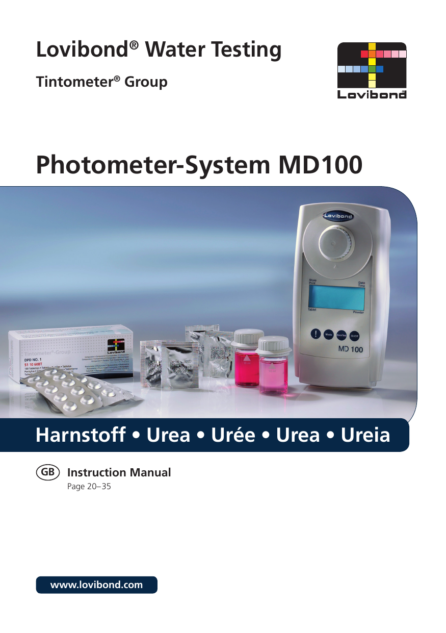 Lovibond 276210 Colorimeter Owner's Manual Manualzz