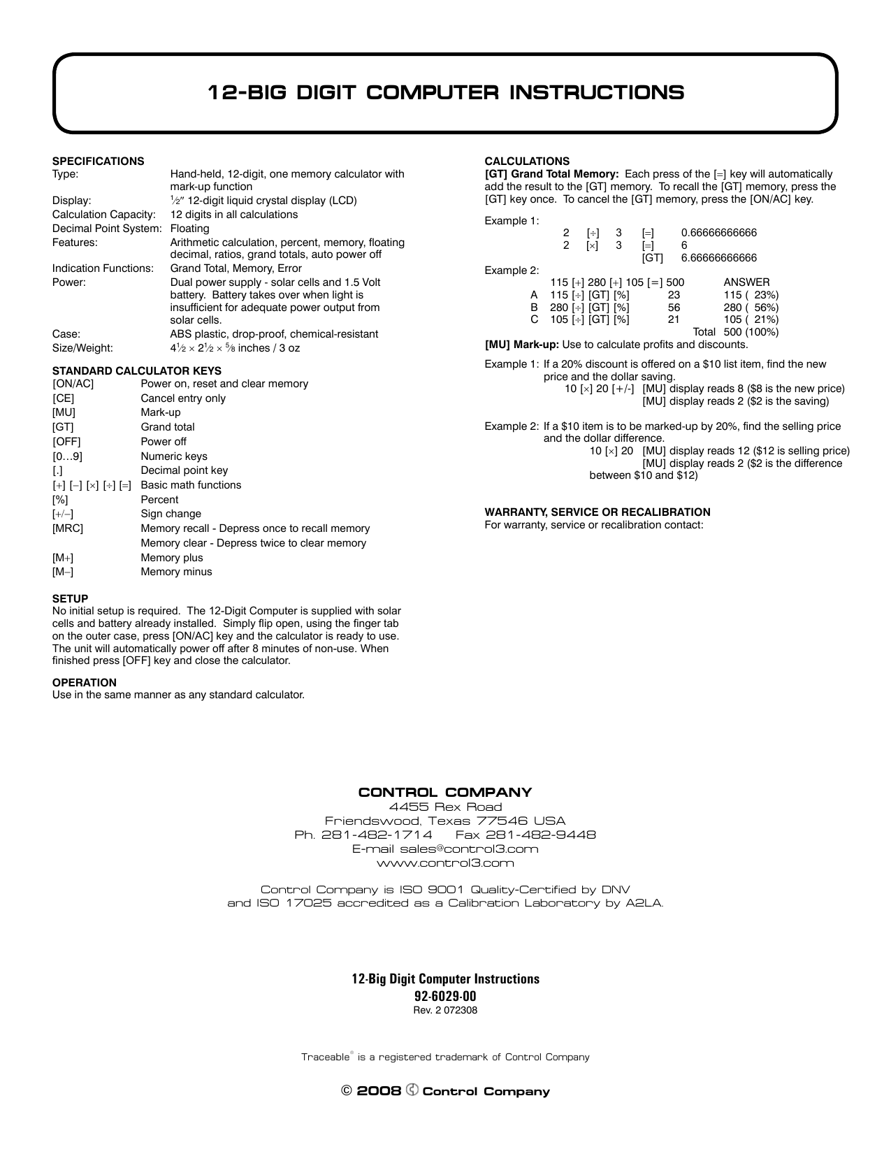 Traceable 6029 Owner S Manual Manualzz