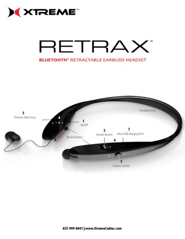 Xtreme XBH9-1013 Retrax Bluetooth Retractable Earbuds Headset Manual | Manualzz