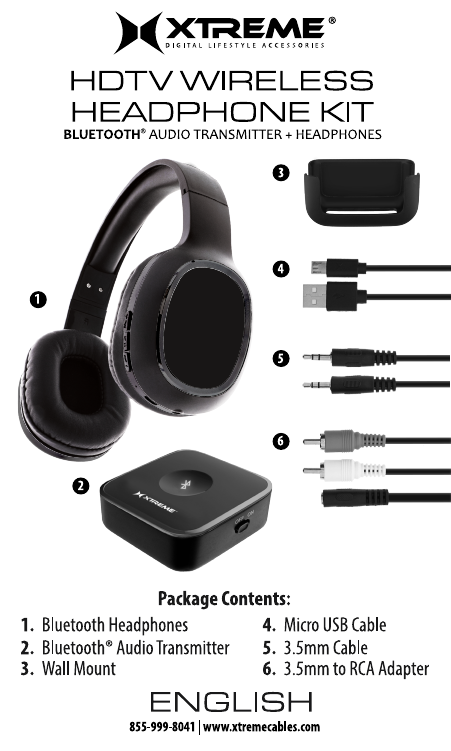 Xtreme XBA9 1014 HDTV Wireless Headphone Kit Manual Manualzz