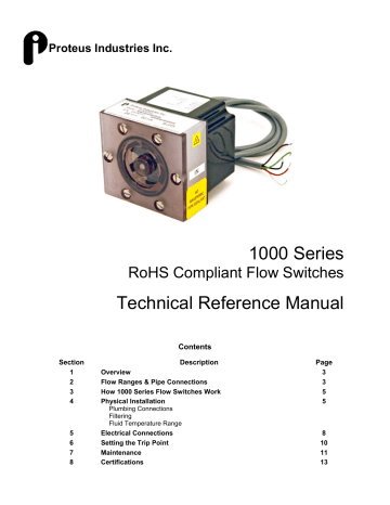 Temperature & Pressure Operating Limits. Proteus Industries 1000 Series | Manualzz