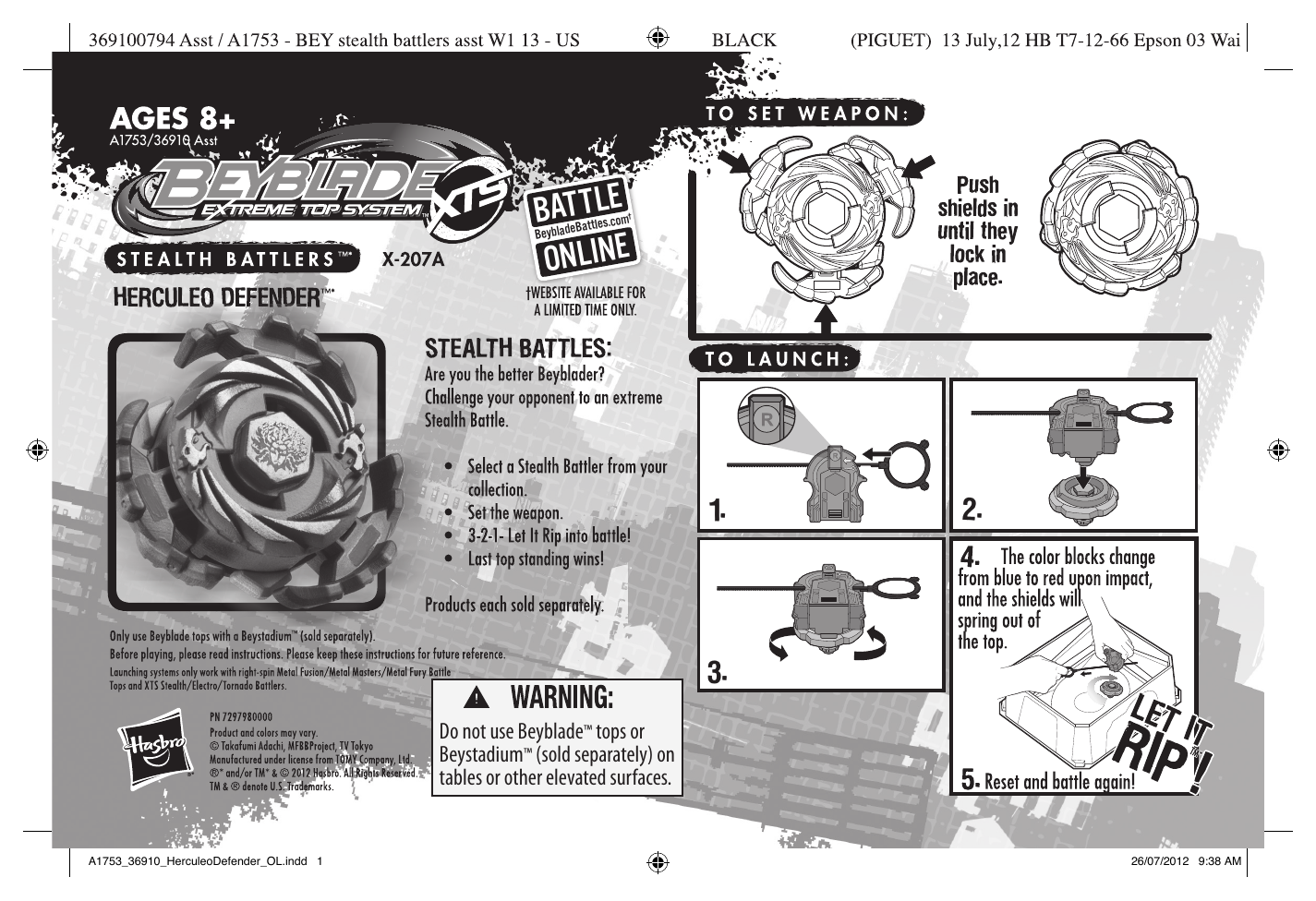 Beyblade XTS Herculeo Defender A1753 Operating instructions | Manualzz