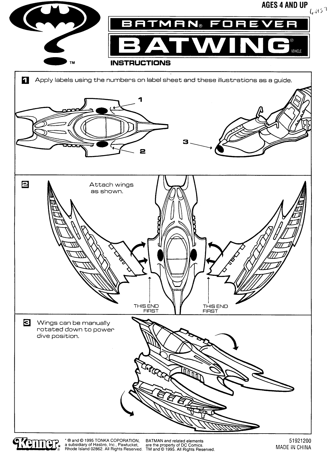 Hasbro Batman Forever Batwing Instructions | Manualzz