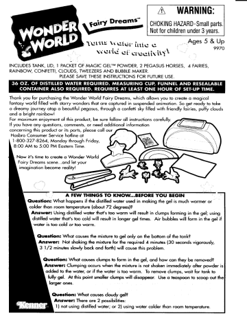 Hasbro Wonder World Fairy Dreams Instructions | Manualzz Hasbro Wonder World Fairy Dreams Instructions | Manualzz