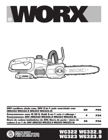 Worx WG323 20V Power Share 10 Cordless Pole/Chain Saw with Auto-Tension  (Battery & Charger Included)