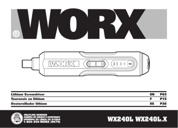 WORX WX240L.1 4V 3 Speed Screwdriver Owner s Manual Manualzz