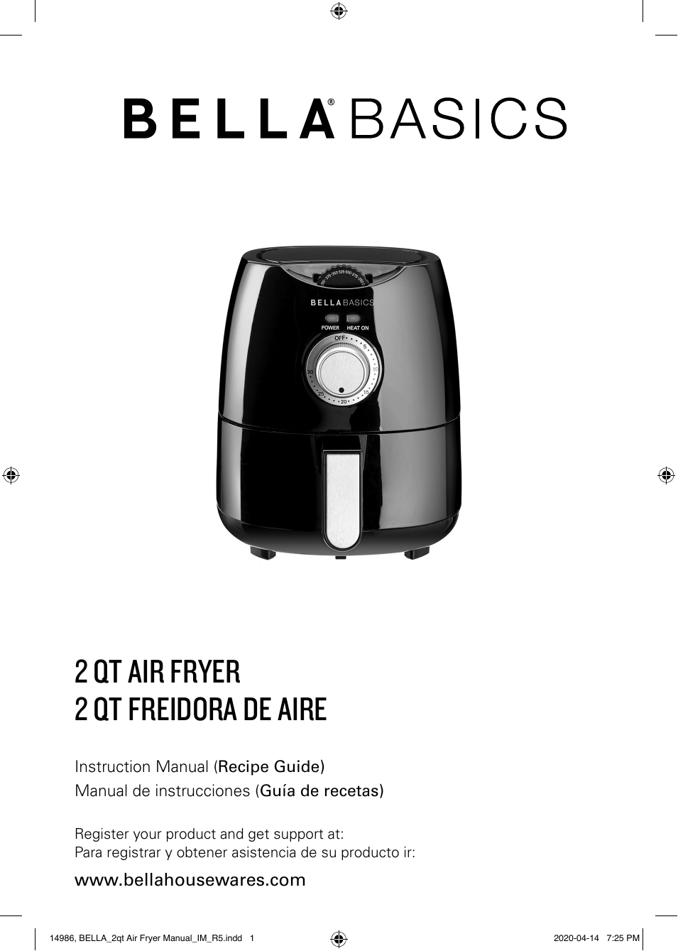 BELLA 2.0 Qt Air Fryer 