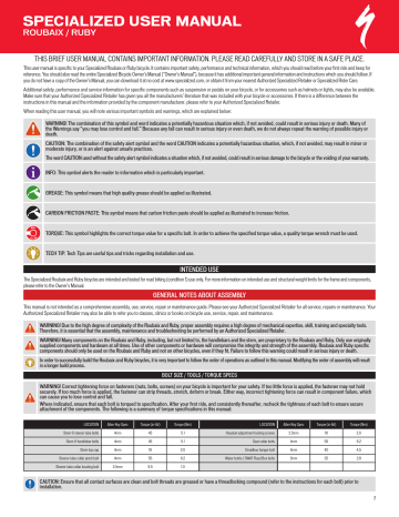 specialized roubaix owners manual
