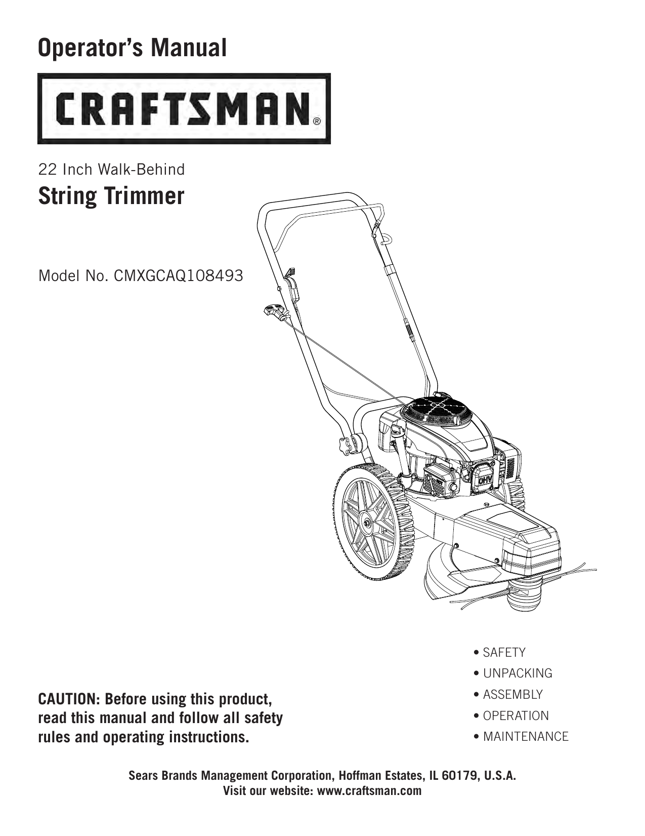 Craftsman wheeled string discount trimmer