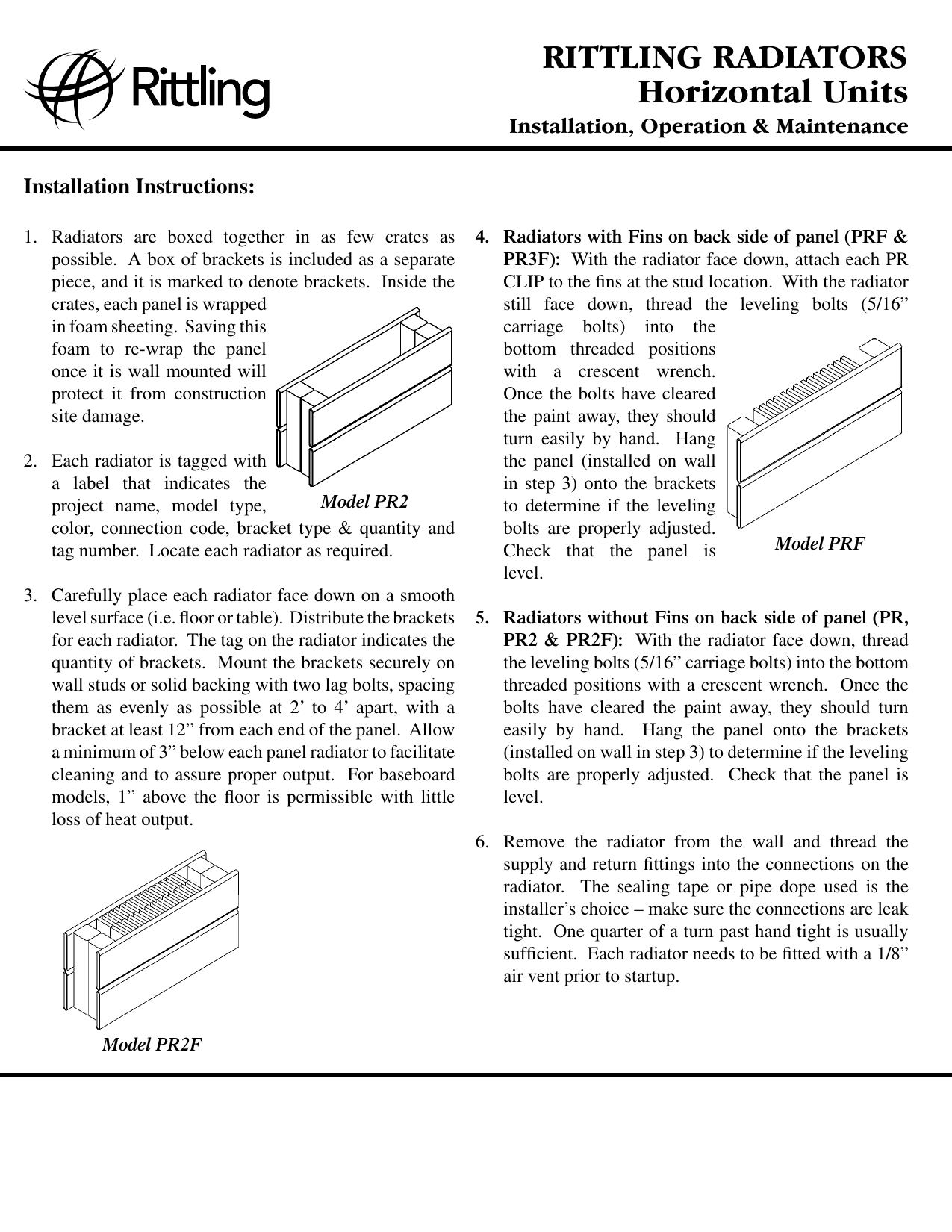 Zehnder Rittling Horizontal Steel Panel Radiator User manual Manualzz