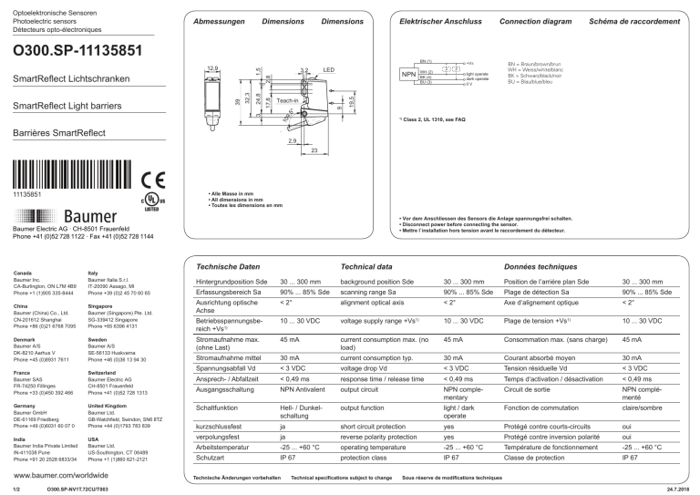 Baumer Ch-8501 Wiring Diagram