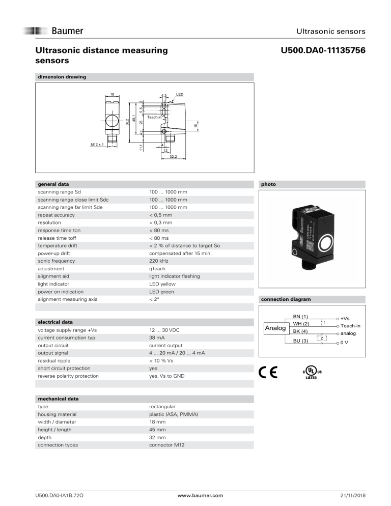 Baumer U500.DA0-IA1B.72O Datasheet | Manualzz