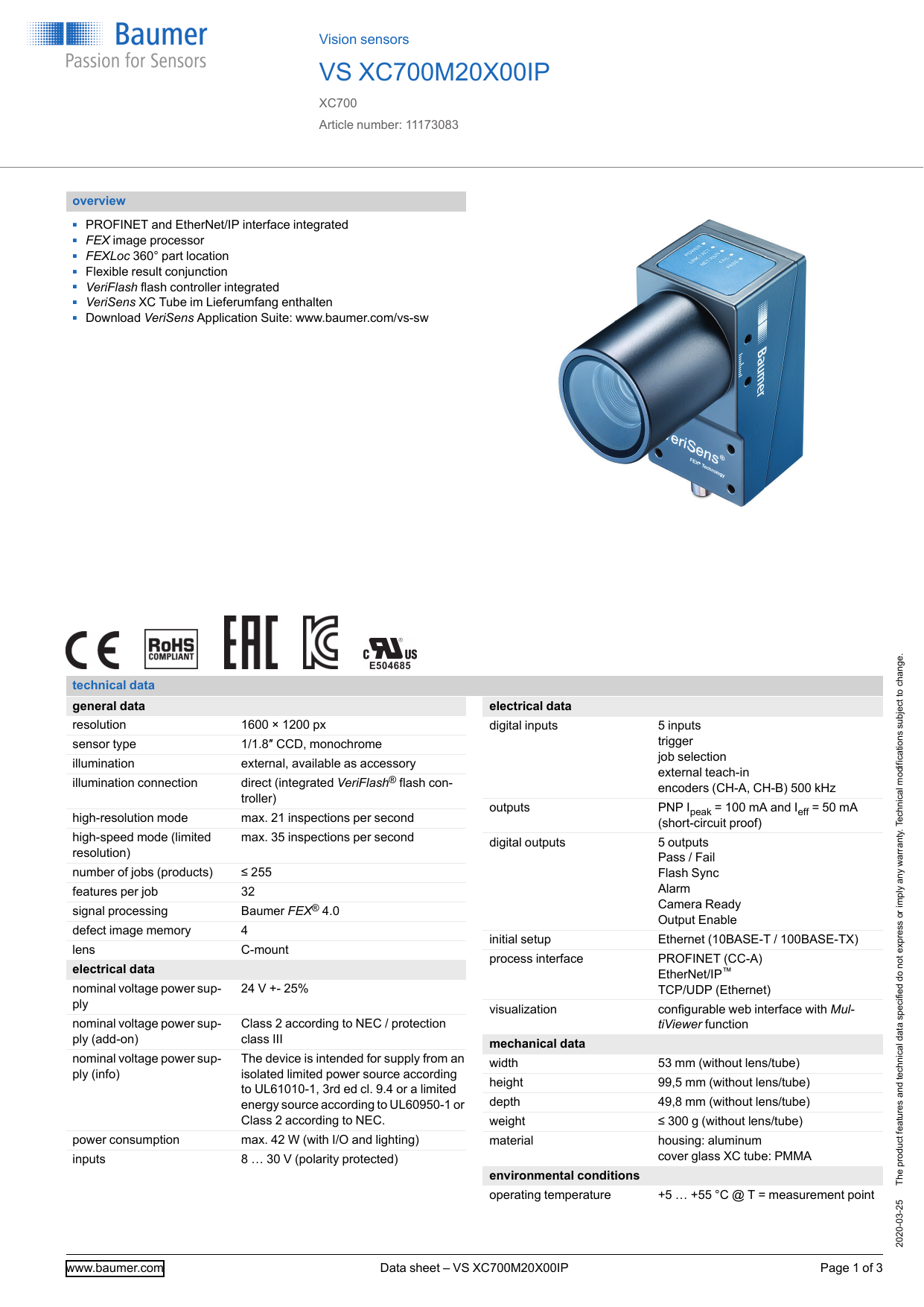 Baumer Vs Xc700mx00ip Datasheet Manualzz