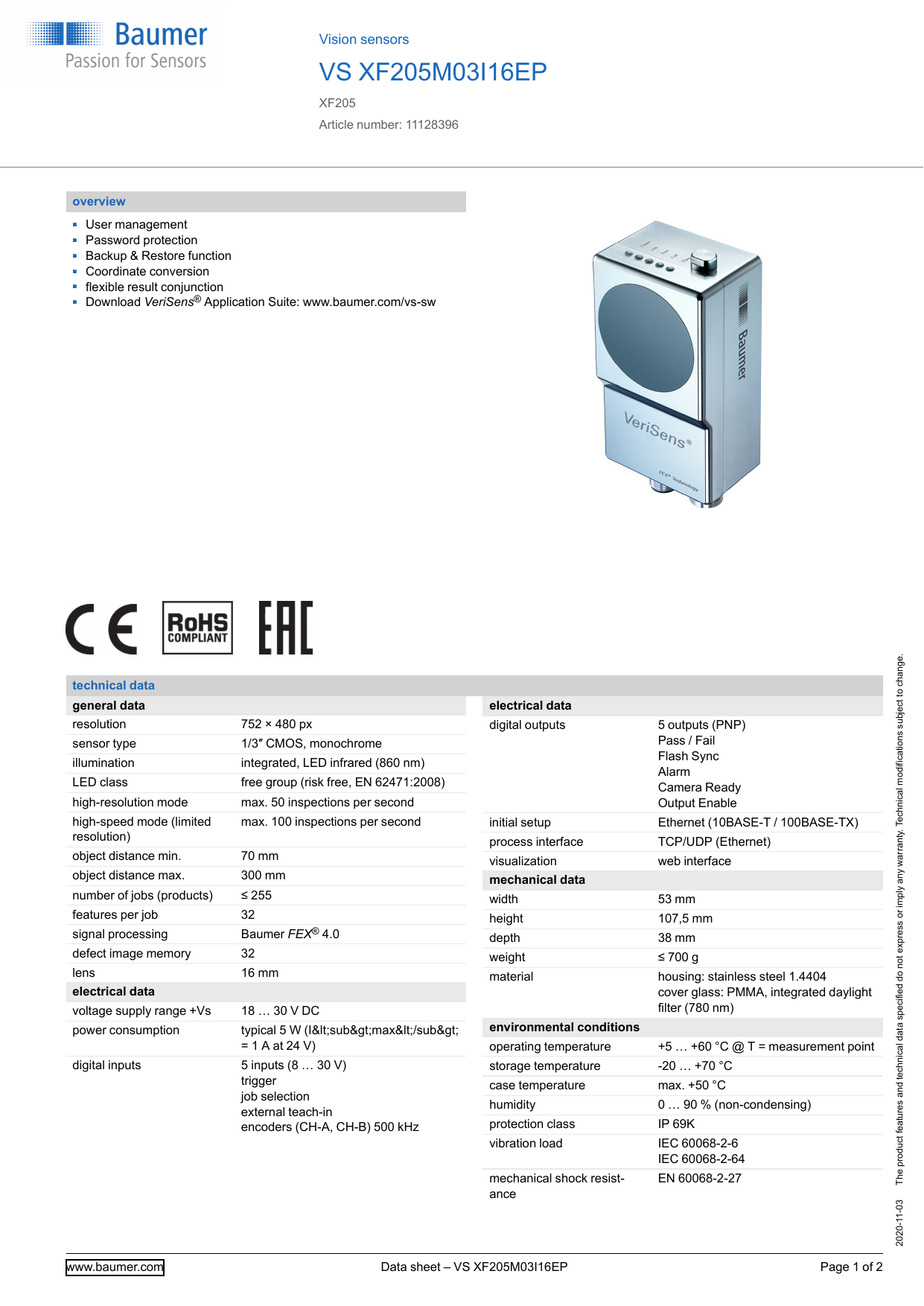 Baumer Vs Xf5m03i16ep Datasheet Manualzz