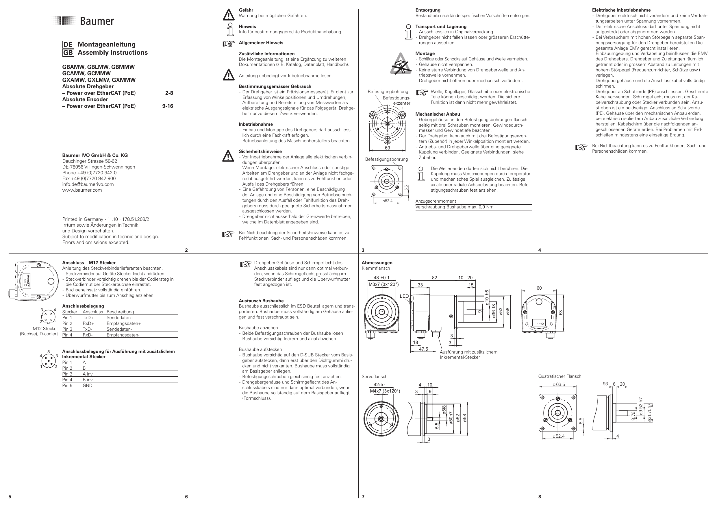 Baumer GXAMW, GBAMW, GXMMW + incremental, GBMMW, GXMMW User manual ...